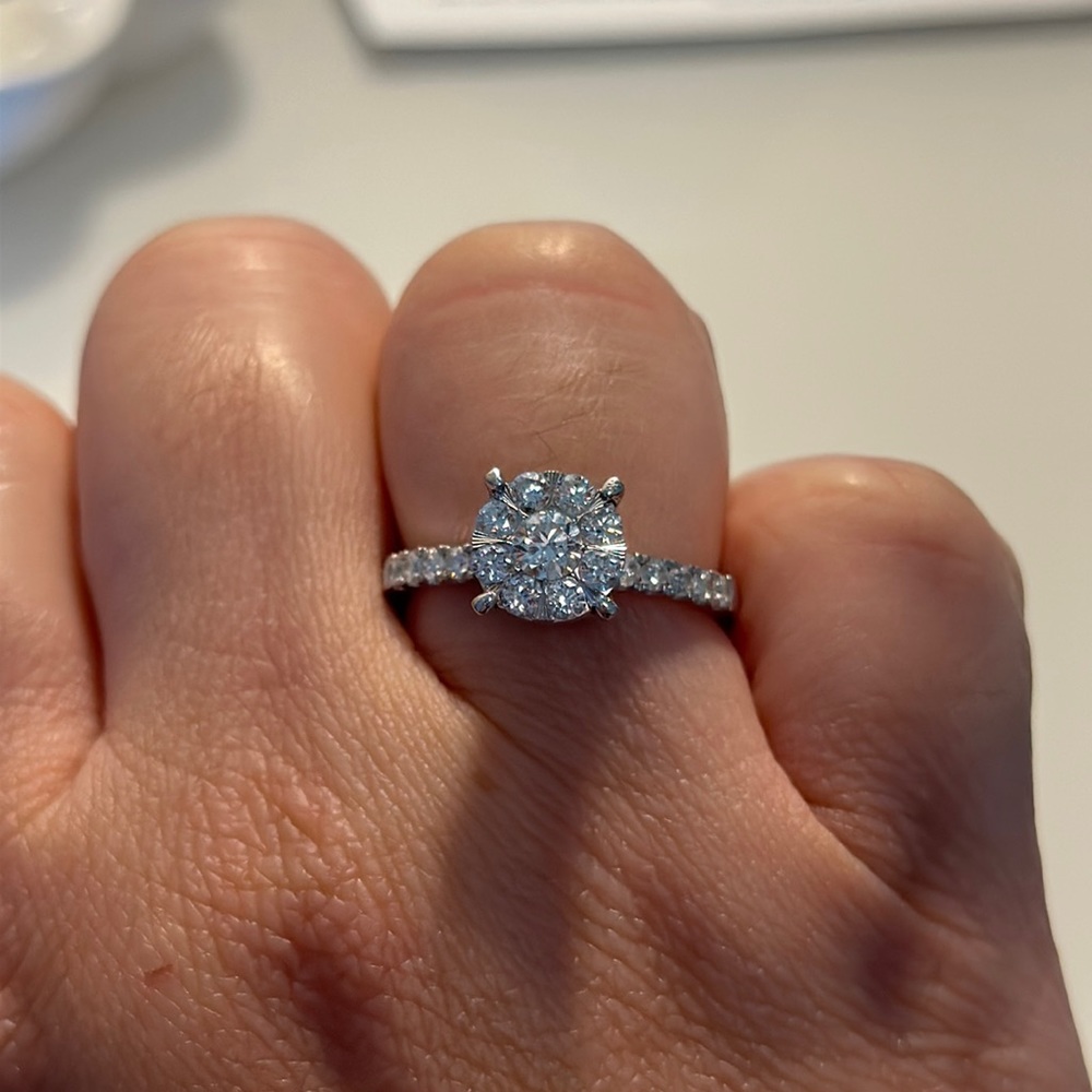10k solid white gold engagement ring
